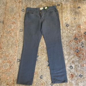 Sid Mashburn Mens 34x32 Slim Straight Canvas 5 Pocket Pants Blue Slate Light